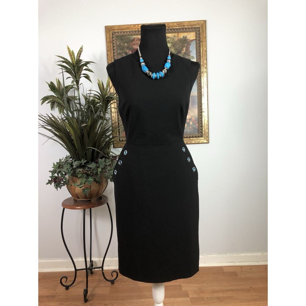 Tahari Arthur S Levine Women Dress Black Sleeveless 2P Whimsigoth Minimalist